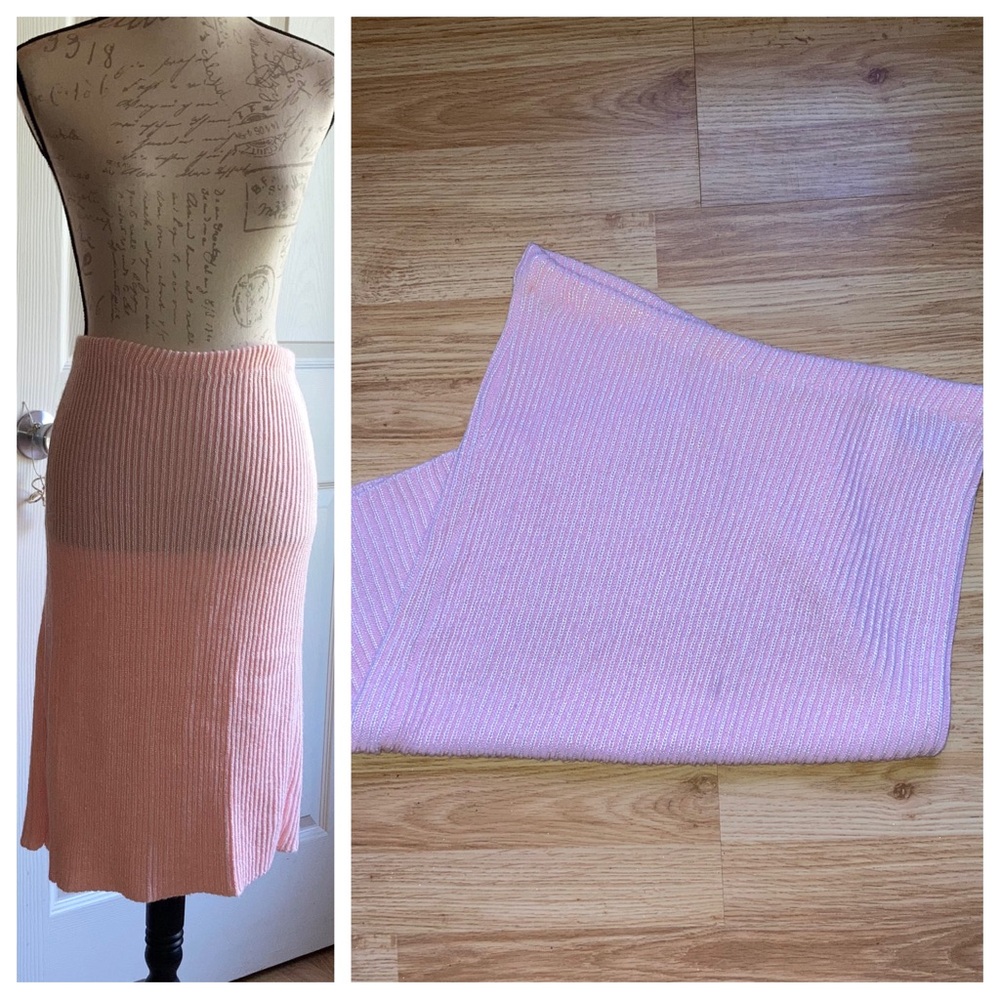 Vintage 80s Knit Pencil Skirt Pastel Pink by Mademoiselle